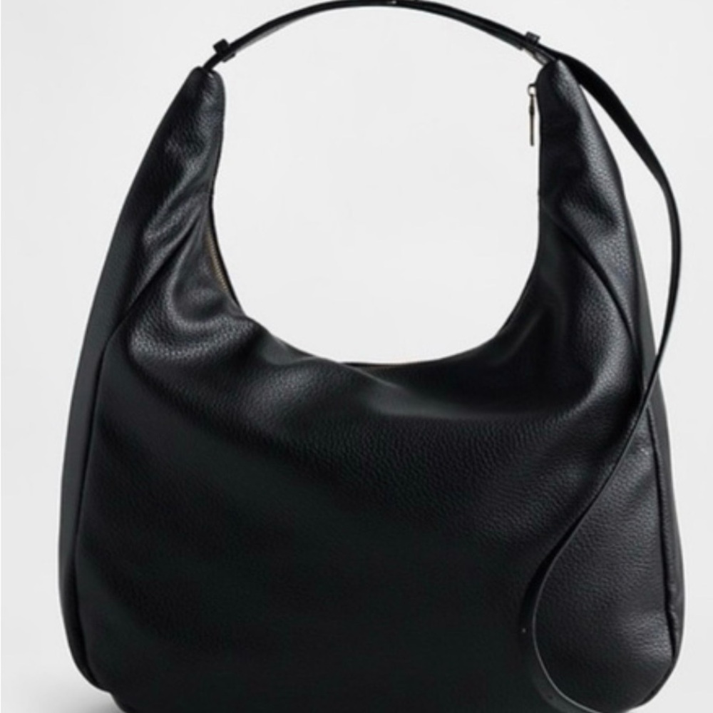 NWT GAP Classic Black Vegan Leather Hobo Shoulder Bag